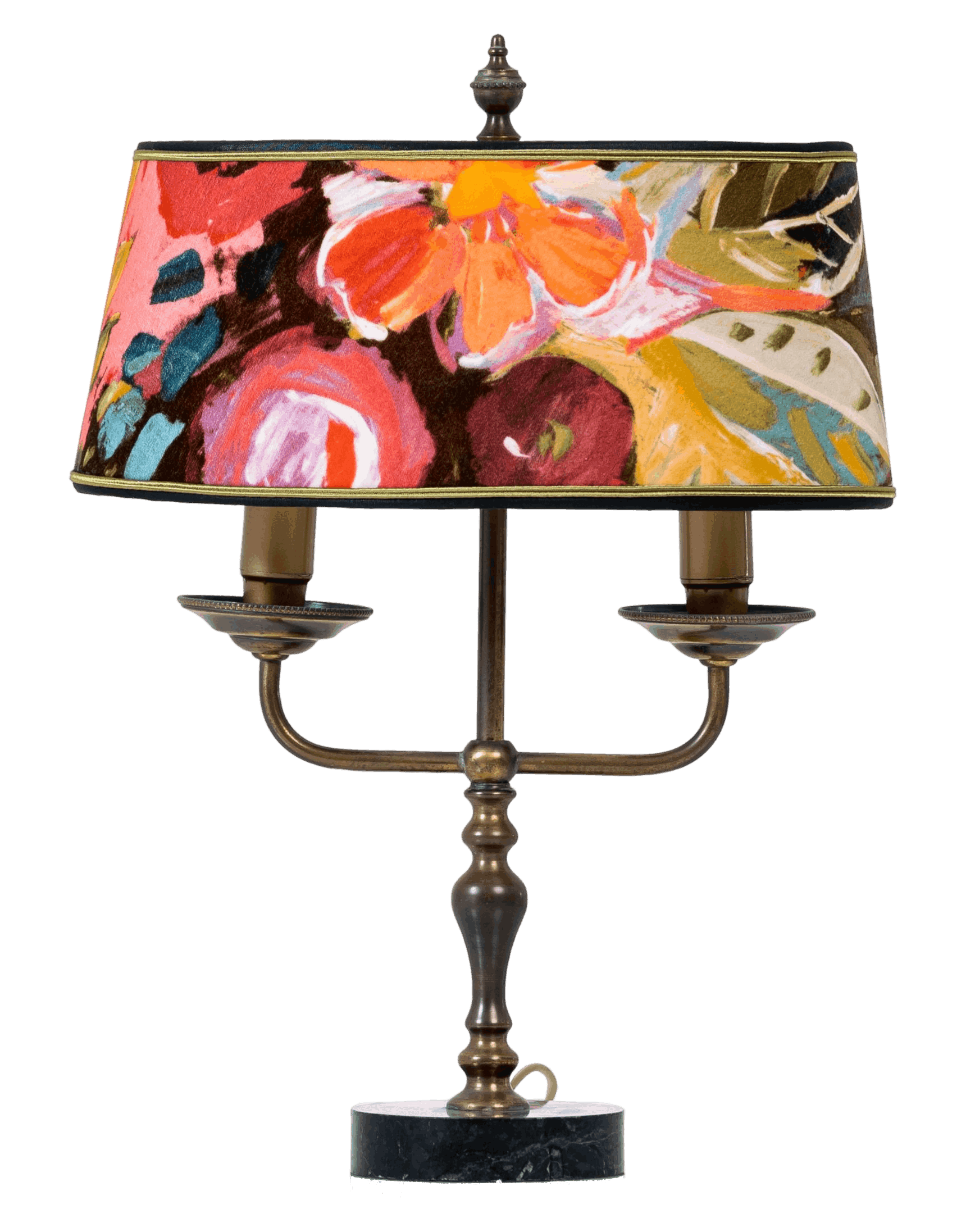 Lampe vintage avec abat-jour floral